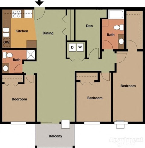 3 bedroom/2 bathroom + den